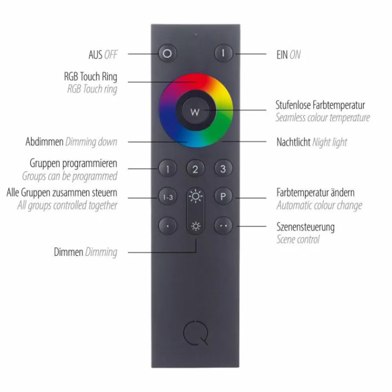 Paul Neuhaus Q-Serie Plafonnier Paul Neuhaus Q-ASMIN LED Noir, 1 lumière, Télécommandes