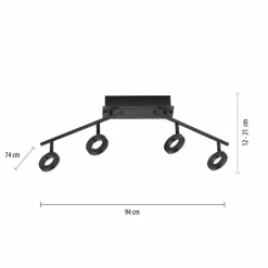 Luminaires Paul Neuhaus Plafonnier Paul Neuhaus SILEDA Anthracite, 4 lumières* Éclairage Led