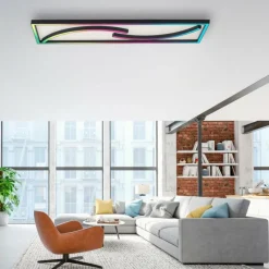 Luminaires Paul Neuhaus Plafonnier Paul Neuhaus SERPENT LED Noir, 1 lumière, Télécommandes, Changeur de couleurs* Éclairage Led