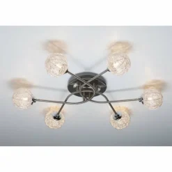 Luminaires Rustiques-Luminaires Paul Neuhaus Plafonnier Paul Neuhaus WOMBLE Acier inoxydable, 6 lumières