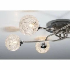 Luminaires Rustiques-Luminaires Paul Neuhaus Plafonnier Paul Neuhaus WOMBLE Acier inoxydable, 6 lumières