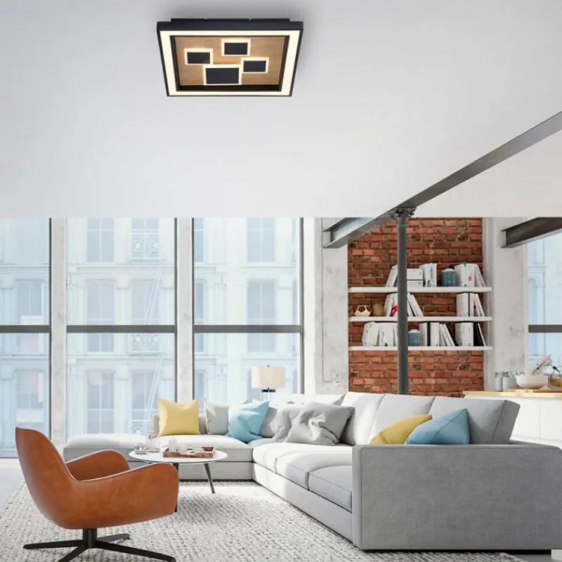 Lampes En Bois-Luminaires Paul Neuhaus Plafonnier Paul-Neuhaus ELIZA LED Écru, Noir, 1 lumière