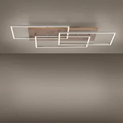 Lampes En Bois-Luminaires Paul Neuhaus Plafonnier Paul-Neuhaus PALMA LED Écru, Acier brossé, 1 lumière, Télécommandes