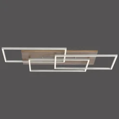 Lampes En Bois-Luminaires Paul Neuhaus Plafonnier Paul-Neuhaus PALMA LED Écru, Acier brossé, 1 lumière, Télécommandes