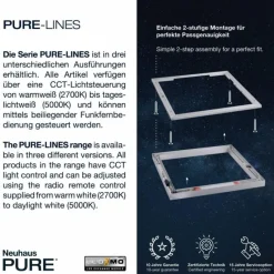 Luminaires Paul Neuhaus Plafonnier Paul-Neuhaus PURE-LINES LED Anthracite, 1 lumière, Télécommandes* Éclairage Led