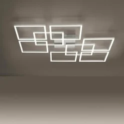 Paul Neuhaus Q-Serie Plafonnier Paul-Neuhaus Q-INIGO LED Acier brossé, 7 lumières, Télécommandes