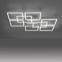 Paul Neuhaus Q-Serie Plafonnier Paul-Neuhaus Q-INIGO LED Acier brossé, 7 lumières, Télécommandes