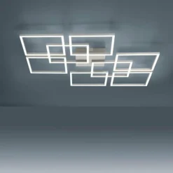 Paul Neuhaus Q-Serie Plafonnier Paul-Neuhaus Q-INIGO LED Acier brossé, 7 lumières, Télécommandes