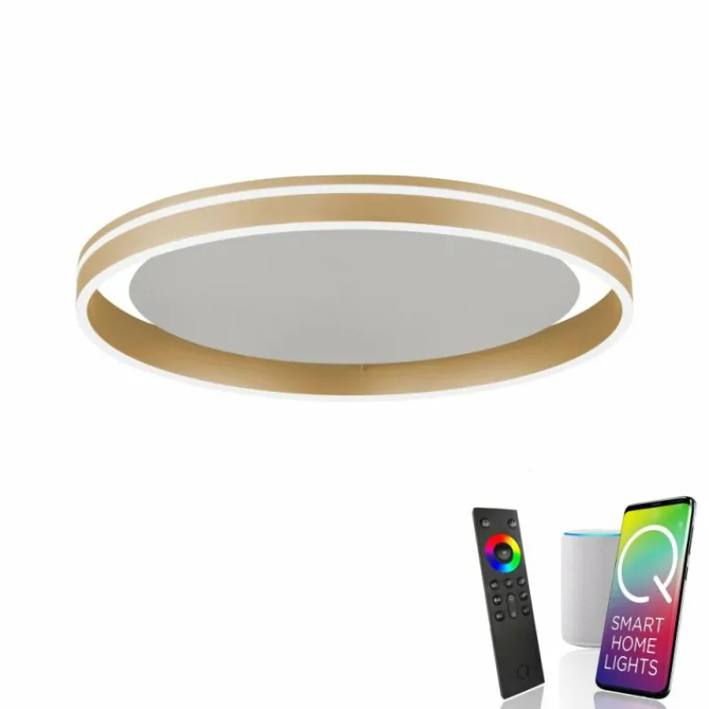 Paul Neuhaus Q-Serie Plafonnier Paul-Neuhaus Q-VITO LED Laiton, 1 lumière, Télécommandes