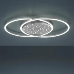 Luminaires Paul Neuhaus Plafonnier Paul-Neuhaus YUKI LED Acier brossé, 3 lumières, Télécommandes* Éclairage Led