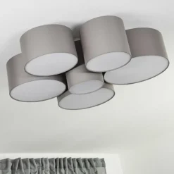 Lampes En Tissu-hofstein Plafonnier Payette Blanc, 6 lumières