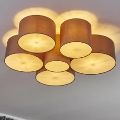 Lampes En Tissu-hofstein Plafonnier Payette Blanc, 6 lumières