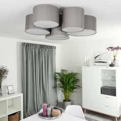 Lampes En Tissu-hofstein Plafonnier Payette Blanc, 6 lumières