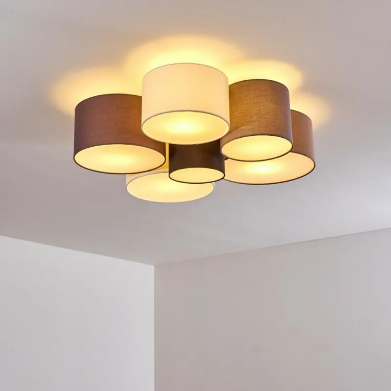 Lampes En Tissu-hofstein Plafonnier Payette Brun, Gris, Noir, Blanc, 6 lumières