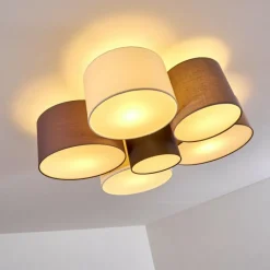 Lampes En Tissu-hofstein Plafonnier Payette Brun, Gris, Noir, Blanc, 6 lumières