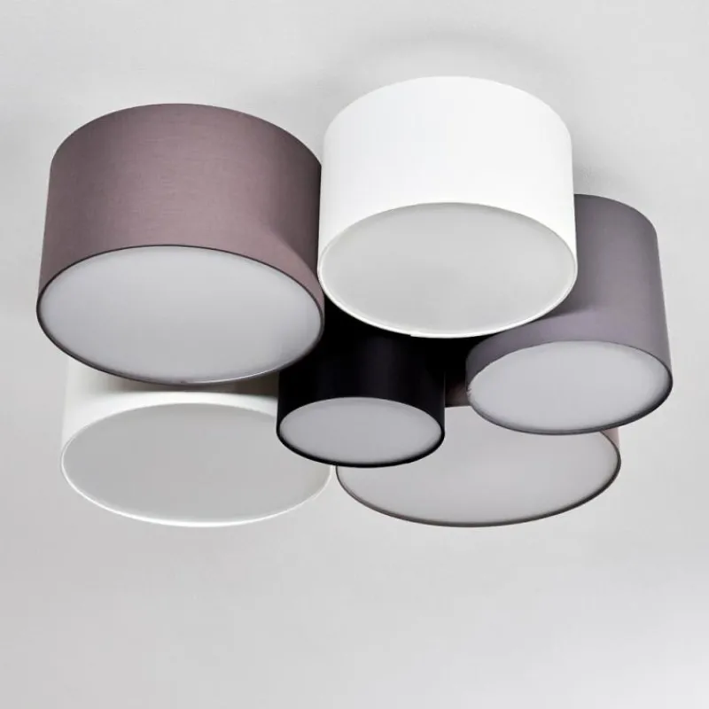 Lampes En Tissu-hofstein Plafonnier Payette Brun, Gris, Noir, Blanc, 6 lumières