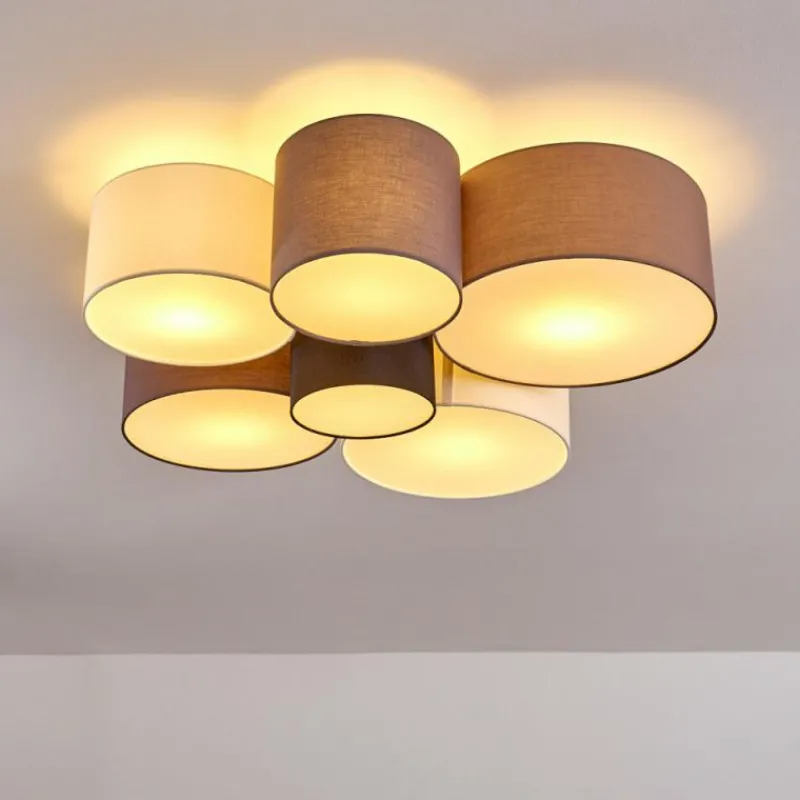 Lampes En Tissu-hofstein Plafonnier Payette Brun, Gris, Noir, Blanc, 6 lumières