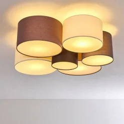 Lampes En Tissu-hofstein Plafonnier Payette Brun, Gris, Noir, Blanc, 6 lumières