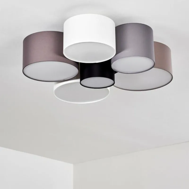 Lampes En Tissu-hofstein Plafonnier Payette Brun, Gris, Noir, Blanc, 6 lumières