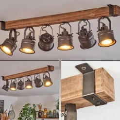 Lampes Industrielles-hofstein Plafonnier Pehefito Brun, Noir, 6 lumières