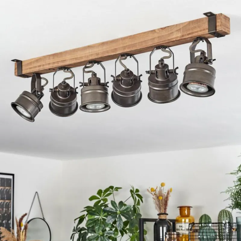 Lampes Industrielles-hofstein Plafonnier Pehefito Brun, Noir, 6 lumières