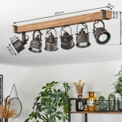 Lampes Industrielles-hofstein Plafonnier Pehefito Brun, Noir, 6 lumières