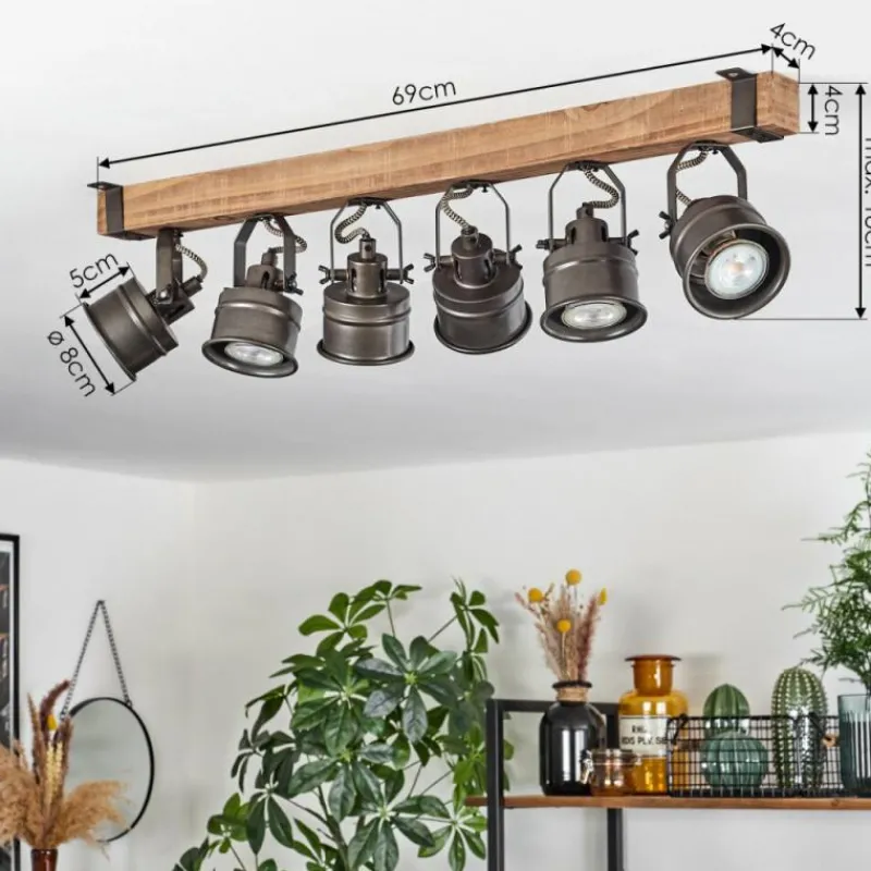 Lampes Industrielles-hofstein Plafonnier Pehefito Brun, Noir, 6 lumières