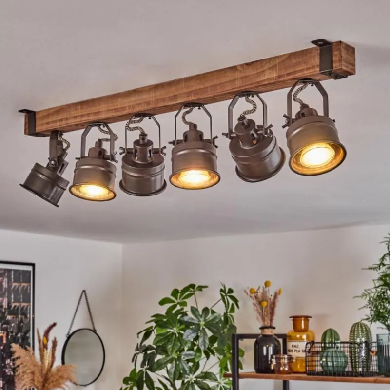 Lampes Industrielles-hofstein Plafonnier Pehefito Brun, Noir, 6 lumières