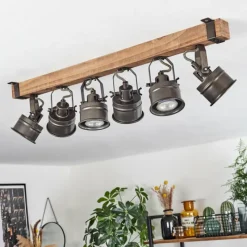 Lampes Industrielles-hofstein Plafonnier Pehefito Brun, Noir, 6 lumières