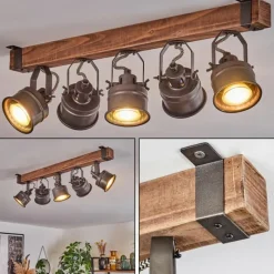 Luminaires Rustiques-hofstein Plafonnier Pehefito Brun, Noir, 5 lumières