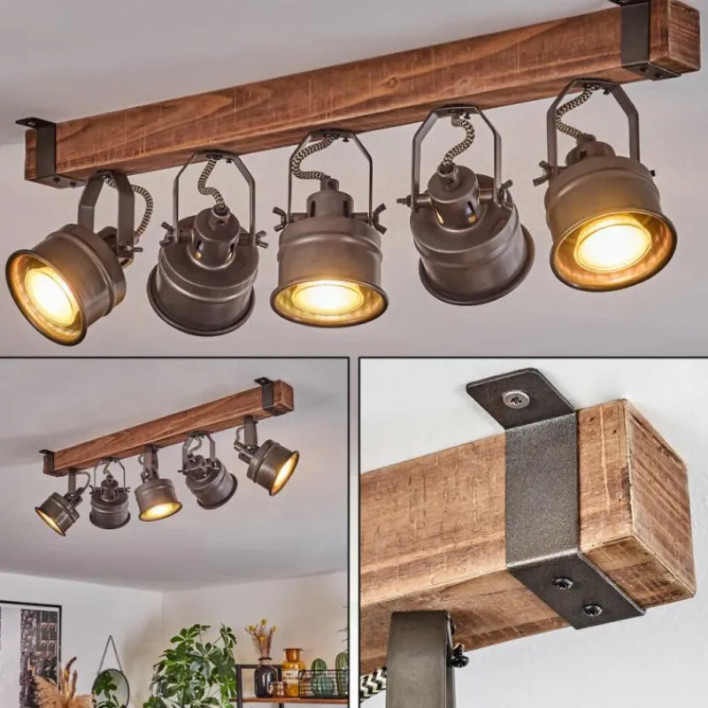 Luminaires Rustiques-hofstein Plafonnier Pehefito Brun, Noir, 5 lumières