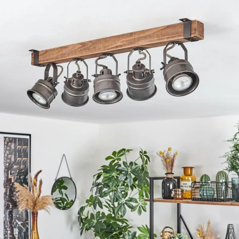 Luminaires Rustiques-hofstein Plafonnier Pehefito Brun, Noir, 5 lumières