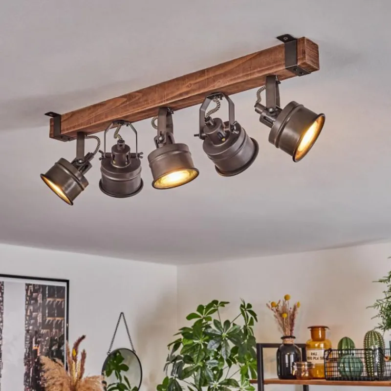 Luminaires Rustiques-hofstein Plafonnier Pehefito Brun, Noir, 5 lumières