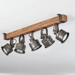 Luminaires Rustiques-hofstein Plafonnier Pehefito Brun, Noir, 5 lumières