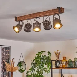 Luminaires Rustiques-hofstein Plafonnier Pehefito Brun, Noir, 5 lumières