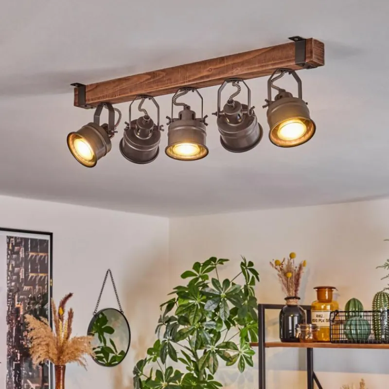 Luminaires Rustiques-hofstein Plafonnier Pehefito Brun, Noir, 5 lumières