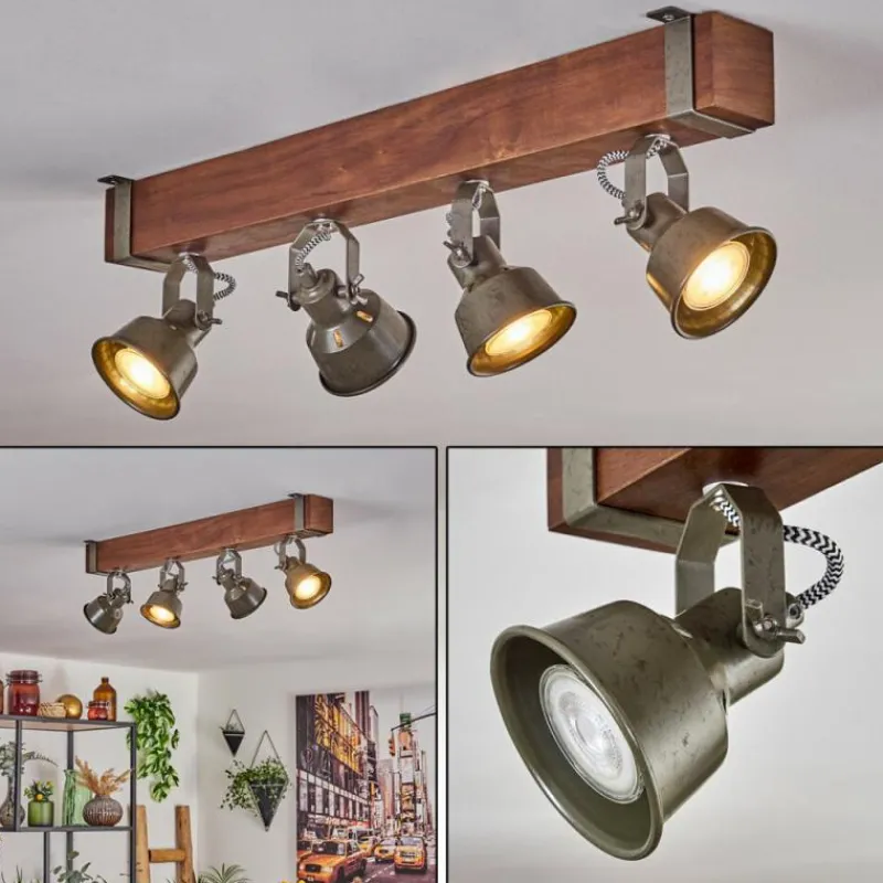 Lampes Industrielles-hofstein Plafonnier Pehefito Brun, Noir, 4 lumières