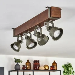 Lampes Industrielles-hofstein Plafonnier Pehefito Brun, Noir, 4 lumières