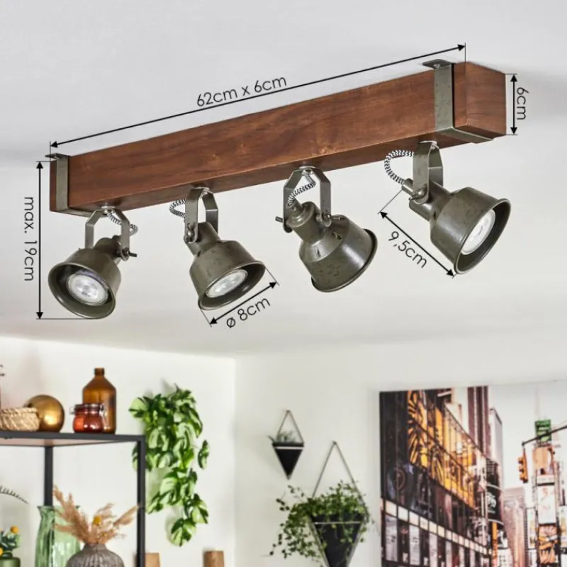 Lampes Industrielles-hofstein Plafonnier Pehefito Brun, Noir, 4 lumières