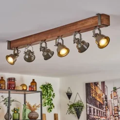 Lampes Industrielles-hofstein Plafonnier Pehefito Brun, Noir, 6 lumières