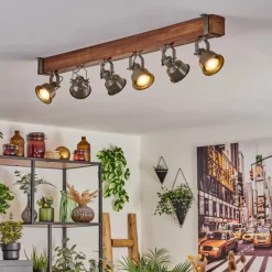 Lampes Industrielles-hofstein Plafonnier Pehefito Brun, Noir, 6 lumières