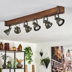 Lampes Industrielles-hofstein Plafonnier Pehefito Brun, Noir, 6 lumières