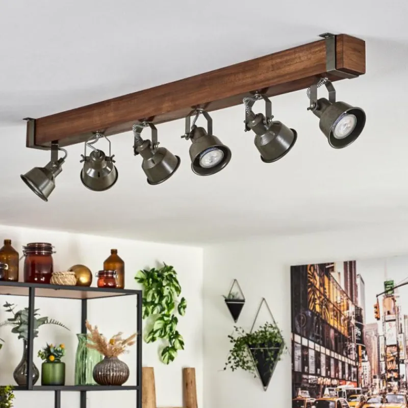 Lampes Industrielles-hofstein Plafonnier Pehefito Brun, Noir, 6 lumières