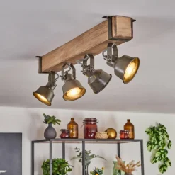 Lampes Industrielles-hofstein Plafonnier Pehefito Écru, Noir, 4 lumières