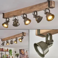 Lampes Industrielles-hofstein Plafonnier Pehefito Écru, Noir, 5 lumières