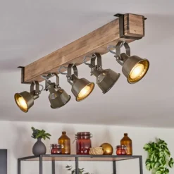 Lampes Industrielles-hofstein Plafonnier Pehefito Écru, Noir, 5 lumières