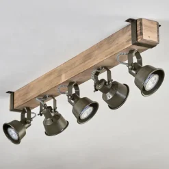 Lampes Industrielles-hofstein Plafonnier Pehefito Écru, Noir, 5 lumières