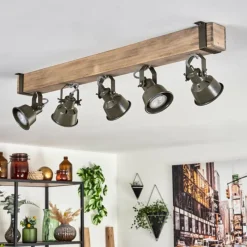 Lampes Industrielles-hofstein Plafonnier Pehefito Écru, Noir, 5 lumières