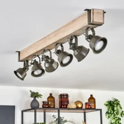 Lampes Industrielles-hofstein Plafonnier Pehefito Écru, Noir, 6 lumières