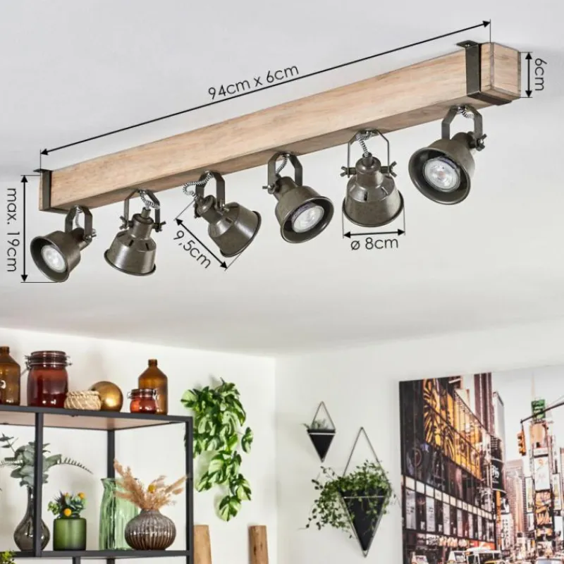 Lampes Industrielles-hofstein Plafonnier Pehefito Écru, Noir, 6 lumières